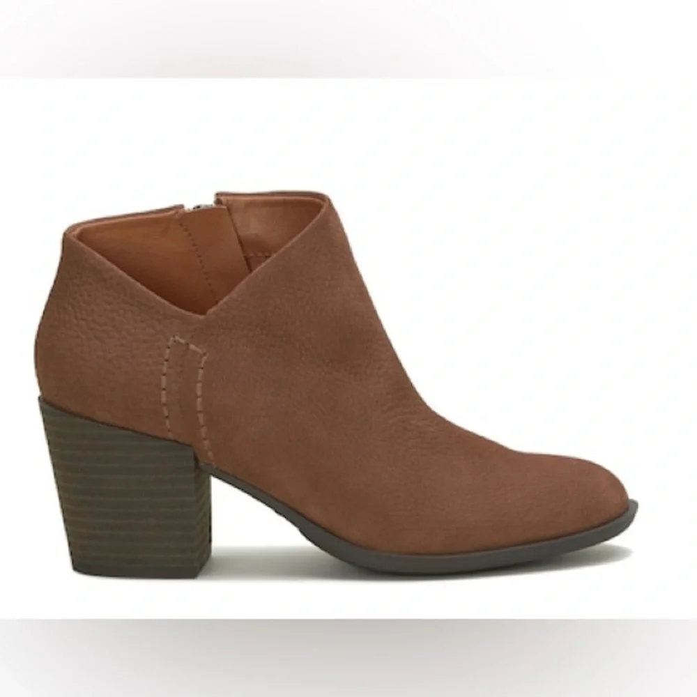 Lucky Brand Bellita Leather Ankle Boot In Brown Size 7.5 NWOB